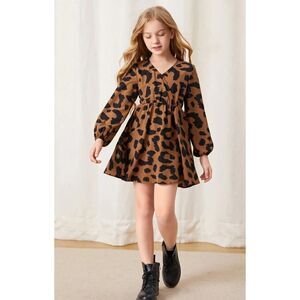 Shein Tween Girls Leopard Print Wrap Dress SZ 140/10Y EUC
